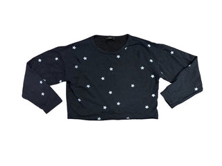 Twig Black Cropped Sweatshirt with White Star Pattern, M