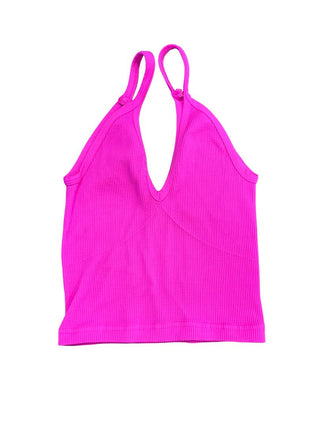 FP Movement Bright Pink Ribbed Cropped Tank, XS/S