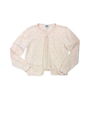 Bonton Blush Pointelle Heart Knit Cardigan, 10 years