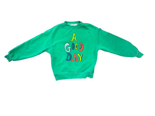 The Animals Observatory Green "A Good Day" Sweatshirt, 6 years