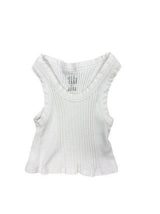 Sun Child Off-White Rib Knit Tank, 8 years