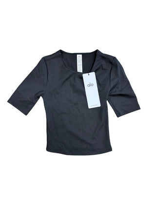 Alo Black Softsculpt Precision Half Sleeve Tee, XXS