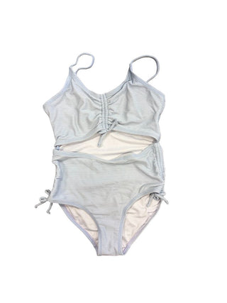 Old Navy Pale Blue Ribbed Cutout Swimsuit, medium