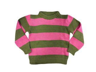Oeuf Pink and Green Stripe Knit Sweater, 6-7 years