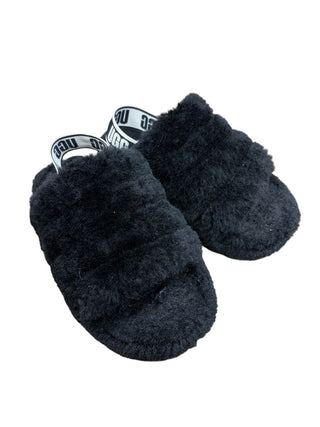 Ugg Black Fuzzy Slippers, 1 big kid