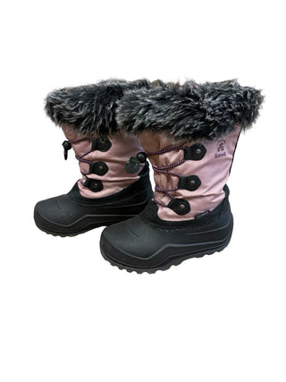 Kamik Pink and Black Fur-Top Boots, 1 big kid