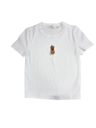 Sunday Best White Tee with Winter Dog Graphic, XXS