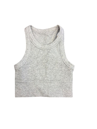 Alo Grey Thick Rib Knit Cropped Tank, XS