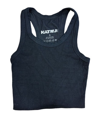 Katie J Black Rib Knit Cropped Tank, small