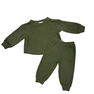 Mikki Rae olive green waffle set, 6-12 months