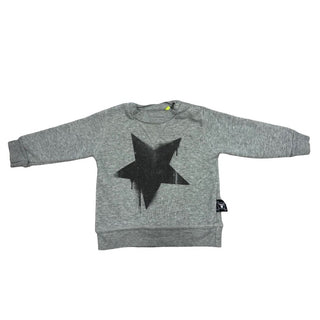 Nununu grey crewneck with star, 6-12 months