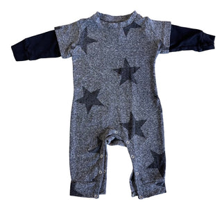 Nununu Grey star romper, 0-6 Months
