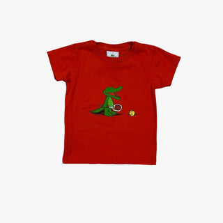 Lacoste red tshirt with graphic, 2 years
