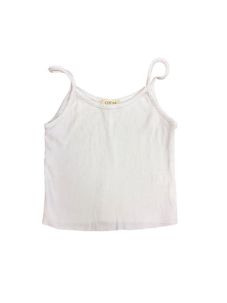 Clyque White Cropped Rib Knit Tank, XS