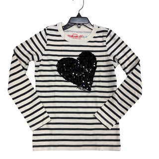 Crewcuts Black/white stripped w/sequin heart long sleeve, 10 years