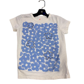 Crewcuts White w/blue flowers tshirt, 6-7 years