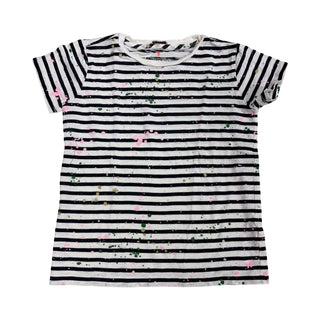 Crewcuts Black/white stripped splatter paint tshirt, 6-7 years (small)