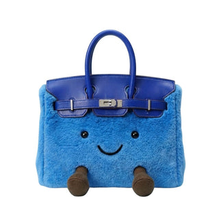 JellyChic Royal Blue Structured Plush Satchel, o/s
