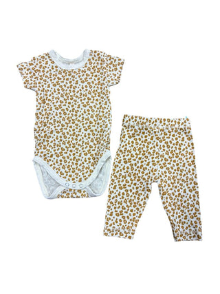 Quincy Mae Bodysuit and Legging Leopard Print Set, newborn