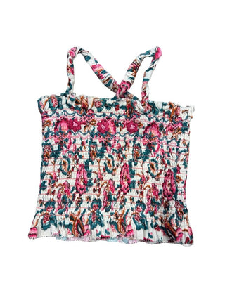 Louise Misha Smocked Cropped Floral Pattern Tank Top with Flower Embroidery, 3 years