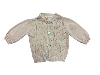 La Petite Collection Camel-Coloured Pointelle Knit Cardigan, 3 months