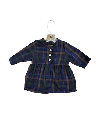 La Petite Collection Blue, Brown and Green Plaid Flannel Dress, 6 months