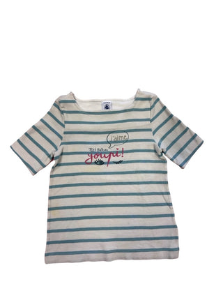 Petite Bateau Blue striped tee with graphic, 4 years
