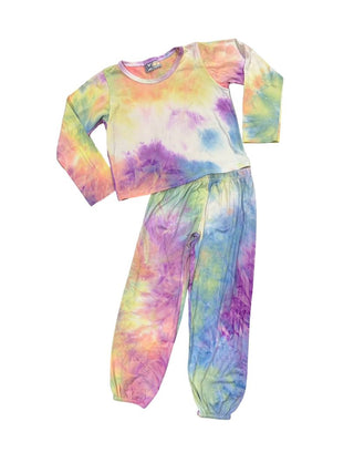 Dori Creations Longsleeve Crop and Pant Tie Dye Set, 6-7 years