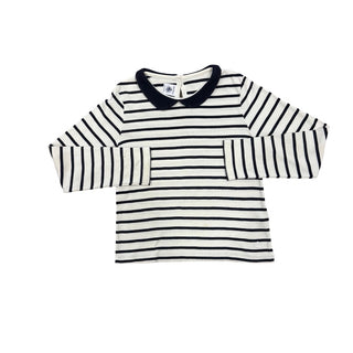Petite Bateau Navy and white striped long sleeve, 8 year