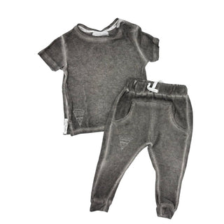 Don't Tell Mama grey waffle set, 12-18 months