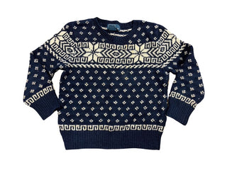 Polo Ralph Lauren Jacquard Winter Knit Sweater in Navy and Cream, 4 years