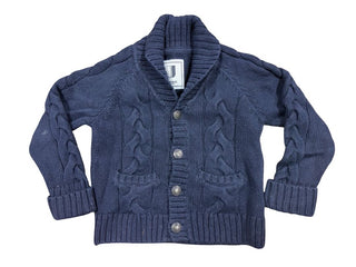 Jacadi Navy Shawl-Collar Cable Knit Cardigan, 4 years