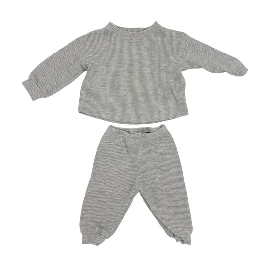 Mikki Rae grey waffle set, 3-6 months