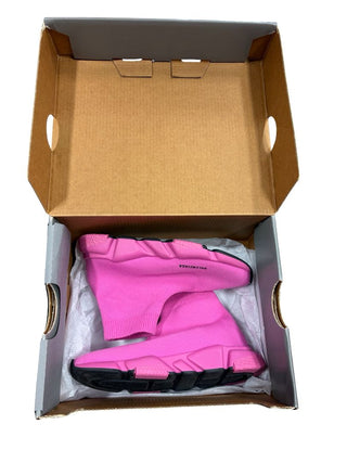 Balenciaga Pink Knit Sneakers with Black Rubber Sole - New in box, 27-28 EU