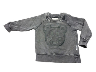 Hux Washed Grey Bear Embroidered Graphic Sweatshirt, 12-18 months