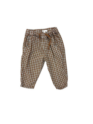 Rylee + Cru Blue and Brown Gingham Check Pants, 6-12 months