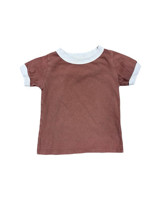 Mini Mioche Brown Ringer Tee, 12-18 months