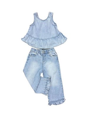 Zara Light Denim Ruffle Set, 4 years