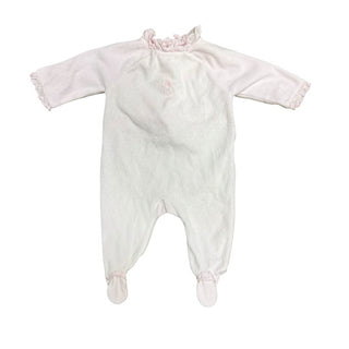Jacadi Velour Pink Sleeper with Ruffle Collar, 1 month