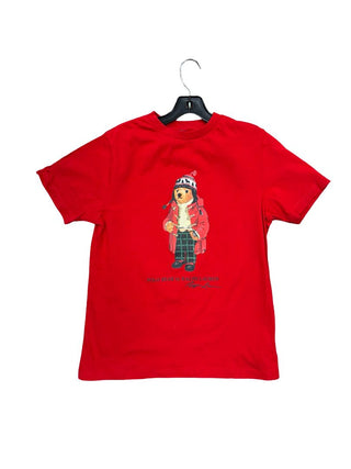 Polo Ralph Lauren Red Tee with Winter Bear Graphic, 10-12 years