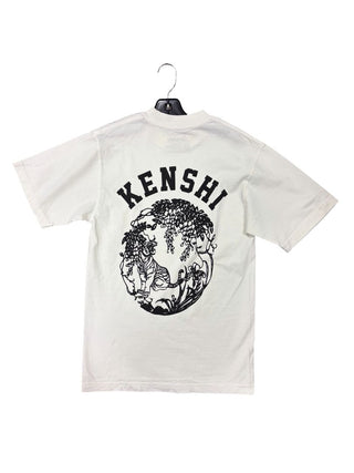 Kenshi White Tee with Graphics on Front and Back, XS Adult
