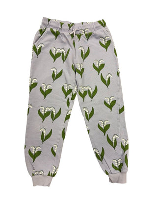 Mini Rodini Purple Sweatpants with Lillies of the Valley Print , 7-9 years