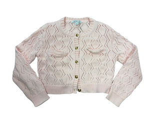 Crewcuts Open Knit Gold BUtton Pink Cardigan , 6-7 years