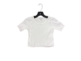 Crewcuts White Pointelle Knit Crop Tee with Rosette, XS