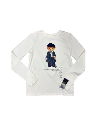 Polo Ralph Lauren  White Longsleeve with Bear Graphic - New With Tags, 12-14 years