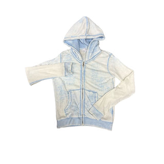Splatter Blue Tie Dye Zip-Up Sweater with Skull Rhinestone Back , 6 years