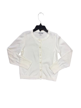 Crewcuts White Scalloped Button Down Cardigan, 6-7 years