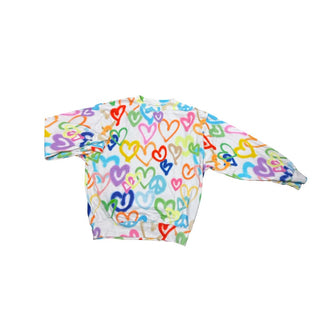 Molo Graffiti Hearts on White Crewneck Sweater, 12-14 years