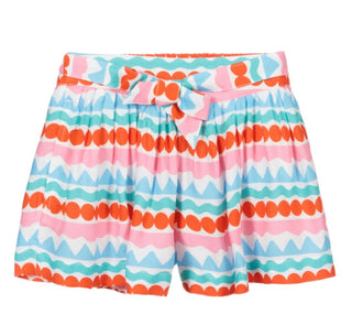 Stella McCartney Graphic print crepe short w/stripped pattern & bow, 8 years