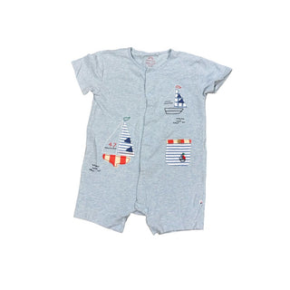 Next Baby Blue Button Up Onesie with Sailboat, 12-18 months